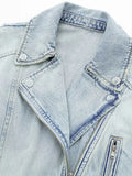 Znbbw TRAF - Women 2023 Spring Autumn Blue Denim Trench Coat Jacket Vintage Long Sleeve Belt Relaxed Female Outerwear Tops