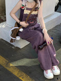 Znbbw Japanese Kawaii Denim Jumpsuits Women Purple Streetwear Sweet Loose Strap Pants Hight Waist Korean Vintage Jeans Female