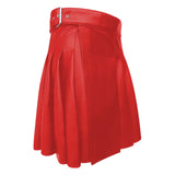Znbbw Men Scottish Traditional Pleated Skirt Fashion Scottish Style Leather Belt Solid Color Pleated Skirt Fashion Casual Men Skirt