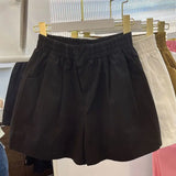 Znbbw Summer Women Cotton Shorts Korean Fashion Streetwear Loose Wide Leg Pants Y2K Casual Female High Waist Shorts New