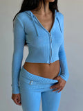 Znbbw Clothes y2k Aesthetic kintted Sweater Women Zip Up Long Sleeve Hooded Tops Preppy Style 90s Fashion Cropped Cardigan Tees
