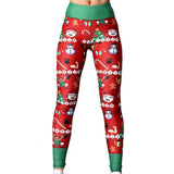 Znbbw Women Sexy Christmas Leggings High Waist Skinny Legging Fitness Ladies Printed Workout Leggings Stretch Trousers Pants