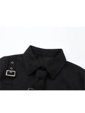 Znbbw Women Blouses Harajuku Punk Streetwear Black Casual Gothic Tie Blouse Vintage Long Sleeve Loose Turn Down Collar Shirt Tops