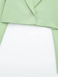 Znbbw TRAF 2023 Fashion Women Green Blazer Suits Open Stitch Long Sleeve Crop Top Female Shorts Skirts Thin Y2K 2 Piece Set