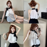 Znbbw Women Chiffon Blouses Shirt Women Tops Sexy Blouses Beach Holiday Sleeveless Shirt Blouse