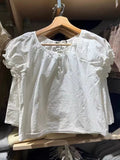 Znbbw White Ruffle Cotton T-Shirts Women Summer Button Round Neck Cute Puff Sleeve Tees Casual Simple Solid Sweet Crop Top Y2k