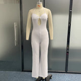 Znbbw Women Jumpsuit Fashion Sexy Halter Lace Up Sleeveless Solid Hollow Loose Wide Legs Pants Party Romper High Streetwear