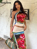 Znbbw Women 2023 Summer Crop Tops Midi Skirt Two Piece Matching Sets Vacation Outfits Streetwear Wholesale Items For Business
