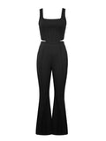 Znbbw Women's Set Tank Crop Tops and Wide Leg Pants Elegant Tracksuit Two Piece Set Sweatsuit Fitness Outfits