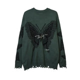 Znbbw Jacquard Y2k Clothes Punk Gothic Long Sleeve Casual Loose Women Pullovers Harajuku Vintage Streetwear Knitted Sweaters