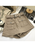 znbbw Fashion Y2K Streetwear Style High Waist Mini Skirt 2023 Spring Women's Big Pocket Cargo Shorts Culotte Lady Skirts