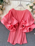 Znbbw Women's Shirt Ins Design Sense Butterfly Sleeve Loose Pleated Chiffon Female Summer Solid Tops New Tide Blouse ML876
