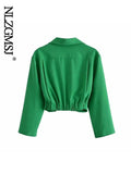 Znbbw ZBZA Skirts Womens 2023 Two Piece Set Linen Blend Cropped Women Shirt Draped Skirt Autumn Fashion Casual Dress Sets