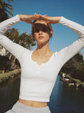 Znbbw Solid Hollow Out Slim T-shirts Women Autumn Y2k Streetwear O Neck Cotton Crop Top Vintage Chic Long Sleeve T Shirt 2024