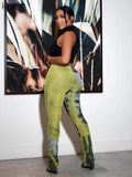 Znbbw Mesh Tie Dye Straight Pants Women Summer Sexy See Through Skinny Streetwear Wild Elastic Activity Bottoms New 2023 Hot 0410