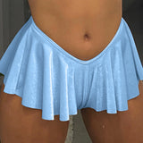 Znbbw And American Slim Ruffle Pleated Sports Shorts Women's Tummy Running Shorts Fashion Solid Color Hip Stretch Pants