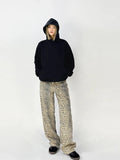 Znbbw Panther Pants Ladies 2024 Spring Loose High Waist Wide Leg Leopard Pant Fashion Female Vintage Hip Hop Baggy Denim Trousers
