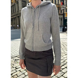 Znbbw Solid Knitted Hooded Cardigans Women Spring Soft Cotton Zipper Long Sleeve Sweaters Female Casual Streetwear Y2k Tops