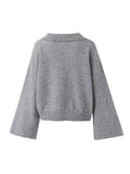 Znbbw TRAF Women Large Turn-Down Collar Knitted Sweater Slit Cuffs Autumn Winter Ladies V-Neck Loose Knitted Sweater Tops