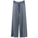 Znbbw New Drape High-waist Wide-leg Autumn And Winter Fashion Loose Knit Straight-leg Pants Lace-up Casual Women Clothing
