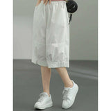 Znbbw Women Cotton Cargo Shorts Korean Fashion Streetwear Female Loose Wide Leg Pants Harajuku BF All Match Shorts Summer New
