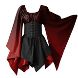 Znbbw Costume For Womens Trumpet Sleeve Irish Shirt Dress With Corset Traditional Dress Halloween Women Mature Womens Dresses