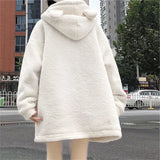 Znbbw Kawaii Wool Coat Women Loose Japanese Sweet Lolita Outwear Jacket Female Korean Style Pockets Warm Hoodies Overcoat 2024
