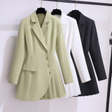Znbbw Autumn Office Lady Lapel Blazer Dress Women Elegant Long Sleeve Slim Solid Suit Mini Dress Irregular Pleated Party Vestidos