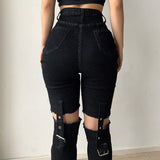 Znbbw Bandage Women Baggy Jeans Low Waist Skinny Pencil Casual Vintage Y2K Aesthetic Trousers Black Streetwear Woman Jeans