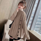 Znbbw Turtleneck Sweater Women Irregular Button Knitted Pullovers Korean Oversized Knitwear Winter Casual All Match Jumpers Tops