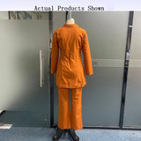 Znbbw Blazer Set Female Clothes Autumn Office Solid Lapel Long Sleeve Irregular Buckle Top Loose With Pockets Pants Sets