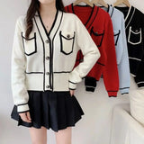 Znbbw niche light familiar knitted cardigan jacket women small fragrant famous lady royal sister design color contrast sweater