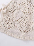 Znbbw TRAF Women Summer Solid Jacquard Knitted Vest Sweater Vintage O-Neck Sleeveless Female Waistcoat Chic Casual Tops