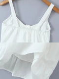 Znbbw Lace Up White 2 Pcs Outfit Women Summer Dress Set 2024 New Beach Cotton Skirt Matching Set Midi Vestido Chic Sundress
