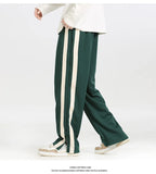Znbbw Men's Striped Slit Pants Spring Autumn Straight Wide Leg Trousers High Street Loose Casual Trousers 2023 Fashion Men Clothing