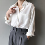 Znbbw White Shirts for Women Top Turn-down Collar Solid Female Shirts Casual Office Ladies Tops 2023 Spring Summer Blouses 11354