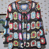 Znbbw crochet sweater jacket 2024 spring and autumn fashion women's loose ethnic style cardigan jacket casual sweater