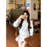 Znbbw White Shirts Women Preppy Peter Pan Collar Slim Blouses Student Autumn Korean Long Sleeve Basic Casual All Match Tops New