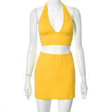 Znbbw Summer Yellow Set Backless Trendy Women's Wear