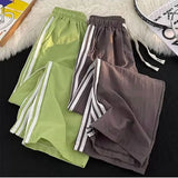 Znbbw Striped Sweatpants Women Y2K High Waist Loose Streetwear Korean Jogging Trousers Bf Fashion All-Match Wide Leg Pants