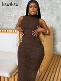 Znbbw Women Fashion Sleeveless Party Club Bodycon White Midi Dress Streetwear 2023 Summer Clothes Wholesale Items For Business