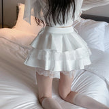 Znbbw Vintage Sweet Mini Skirt Women Lace-up Japanese Lolita Kawaii Cake Skirt Female Lace Korean Cute Fairy Skirts Summer 2024
