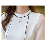 Znbbw Women White Blouse Short Sleeve Blouse Women O-Neck Chiffon Blouse Shirt Tops Women Blusas Mujer De Moda 2023 Blouses F97