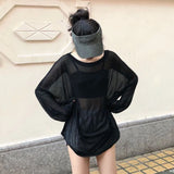 Znbbw Summer Women Mesh T Shirt Korean Fashion Loose Sun Protection Shirts Casual Streetwear Female All Match Tops New