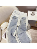 znbbw Loose Straight Patchwork Jeans Women 2023 New Fashion Design Loose Wide Leg Denim Pants Female Trousers Baggy Jeans Lady