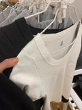 Znbbw White Round Neck Cotton T-Shirts Women Spring Solid Basic Casual Long Sleeve Tees Female Y2k Vintage Sweet Slim Tops 2024