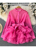Znbbw Women Spring Autumn Winter Shirt Temperament Chiffon Chic New Style Ruffle Foreign Style Senior Design Bow Tie Small Shirt D2348
