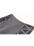 Znbbw Waist Pleated Skirts For Women Bandage Short Grey Skirts Gothic Sexy Club Streetwear Casual Harajuku Mini Skirts Female