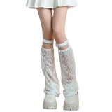 Znbbw Harajuku Leg Warmers Gothic Punk Female Summer White Lace Hollow Out Tube Sling Leg Cover Long Socks Women Calf Socks