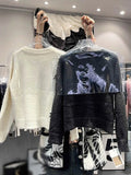 Znbbw Winter Cardigan Single Breasted Bow Patchwork Long Sleeveless Sweaters Knit Coats 2024 New Fashion Sweet Women's Clothing